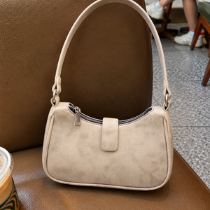 Beige Geometric PU Mini Shoulder <b>Bag</b> Vintage Flap Purse Zipper Closure Portable Small <b>Handbag</b> for Daily <b>Travel</b> Shopping Women - Product Image 1