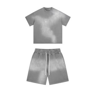 <b>Slate</b> Mineral Wash 2 Piece Set Streetwear Heavyweight French Terry Boxy Fit Urban Co-ord Summer Outfit High Quality Apparel Set - Product Image 3