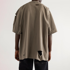 เสื้อยืดคอกลมแขนสั้นแฟชั่นผู้ชาย ผ้าฝ้าย 100% ระบายอากาศได้ดี เป็นมิตรกับสิ่งแวดล้อม เนื้อผ้านุ่ม สั่งทำได้ ทรงโอเวอร์ไซส์ จากโรงงานผู้ผลิต - Product Image 4