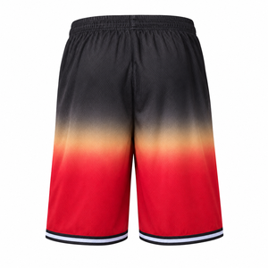 Shorts de basket-ball personnalisés pour hommes – Vente en gros, marron avec motif éclair orange, shorts en mesh respirant - Product Image 6