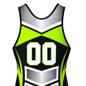 Men Neon Green Black Sublimated Wrestling Singlet Digital Print Polyester Wrestling Suit <b>Athletic</b> Performance Sports Clothing - Product Image 5