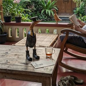 College Wooden Duck Figurine Hand Carved With <b>Hat</b> And Boots 10x8x30 Cm Home Decoration - Product Image 5
