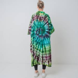 Vêtements de plage personnalisés Bohème blanc impression florale numérique pour femmes été Robe Kimono enveloppante à manches longues en dentelle avec pompon - Product Image 4