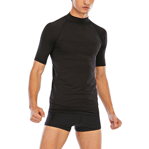 T-shirt de compression à manches courtes pour homme, noir, séchage rapide, polyester, haut de sport pour adulte - Product Image 1