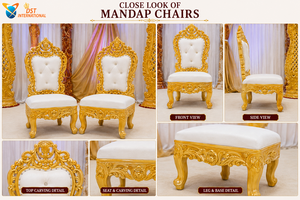 Mandap de madera dorado real para bodas gujarati, Mandap de madera tallada a mano para bodas indias en Australia - Product Image 5