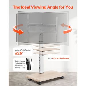 Carrello TV da Casa per Schermi da 32-70 Pollici con Rotazione a 25°, Altezza Regolabile e Funzione di Inclinazione - Product Image 5