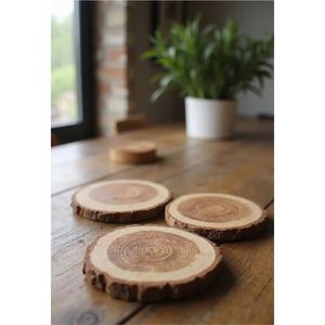 Wholesale Rustic Natural <b>Wood</b> <b>Slices</b> Coasters Tree Bark Edge Round <b>Wood</b> Drink Cup Mat Table Decor Eco Friendly Beverage Coaster - Product Image 3
