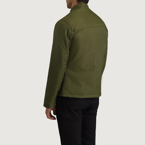 Veste matelassée vert olive pour homme, col montant, fermeture éclair, coupe-vent, décontractée, pour l'automne - Product Image 2