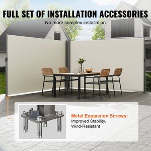 Tenda Laterale Retrattile in Alluminio per Esterni 63 x 236, Schermo Privacy in Poliestere 280g Impermeabile, Protezione Solare UV 30+ per Patio - Product Image 4