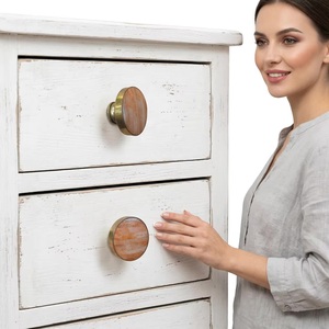 Ba Round Brass Cabinet Knob with Natural Stone Inlay Modern Design Eco-Friendly Easy Installation for Home Office Use - Product Image 5