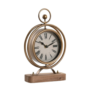 Horloge de table de luxe en métal massif, dorée antique, à chiffres romains, style vintage, pour bureau de direction et décoration de table - Product Image 4
