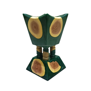 Handmade Eco-Friendly Wooden <b>Oud</b> <b>Bakhoor</b> Burner Green Natural Wood Indian Incense Arabic Home Decor - Product Image 2
