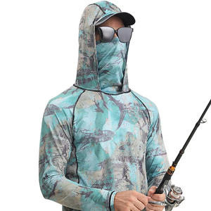 <b>Men's</b> Camouflage Fishing Hoodie UPF 50+ Anti-UV Quick Dry Long Sleeve 100% Polyester Outdoor Sun Protection <b>Shirt</b> - Product Image 4