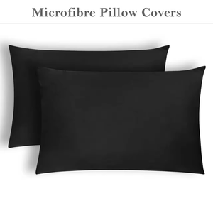 Black 100% Silk Goose Down Filled Pillowcase Set 2 Pack Standard Size Hypoallergenic Machine Washable Smooth Satin Home <b>Bedding</b> - Product Image 5