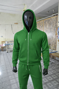 Ensemble de survêtement de sport pour homme, vert uni imprimé, sweat à capuche et pantalon de jogging en molleton respirant, vêtements de sport pour l'entraînement, logo personnalisé - Product Image 6