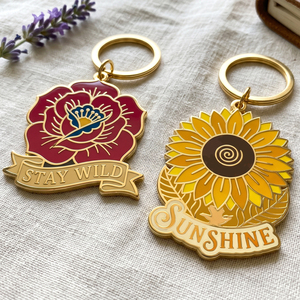 Personalized Floral Design Enamel <b>Keyrings</b>, Marktex - Product Image 1