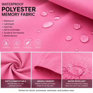 Shorts de bain pour homme personnalisés, rose, à séchage rapide, avec taille élastique et cordon de serrage |   Shorts de plage légers avec poches |   OEM ODM - Product Image 5