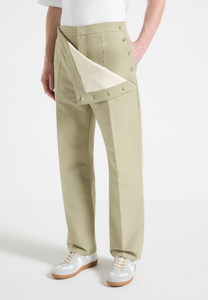<b>Men's</b> <b>Khaki</b> Formal Trousers High Waist Straight Fit Anti-Wrinkle Polyester Woven Pants Spring Season Flat Front Zipper Fly - Product Image 4