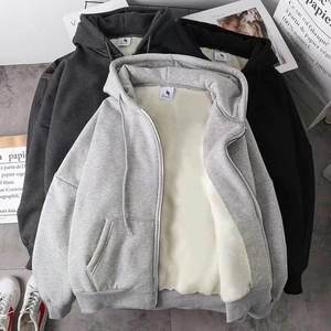 Unisex Heavyweight Crew Neck New Fashion Men Winter Long <b>Sleeve</b> <b>Short</b> Coat <b>Cardigan</b> Zipper Solid ColorWholesale High Quality - Product Image 3