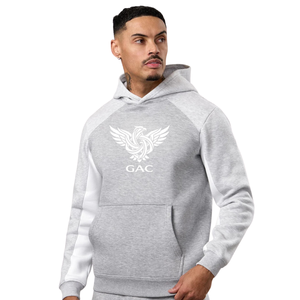 Custom <b>Mens</b> Winter Color Block Pullover Hoodie Cotton Polyester <b>Fleece</b> Raglan Sleeve Kangaroo Pocket Casual Gym Training Wear - Product Image 1