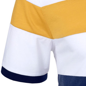 เสื้อโปโลผู้ชายลายทางถัก แขนสั้น ดีไซน์สีตัดต่อ สีขาว กรมท่า เหลือง - Product Image 6