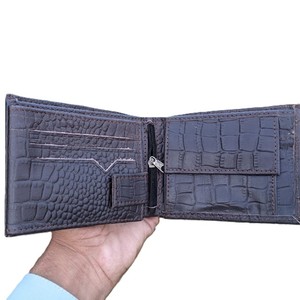 Portefeuille en cuir pour homme, motif animalier texturé, poche centrale zippée, compartiment à monnaie, porte-cartes de crédit, étuis et packs - Product Image 2