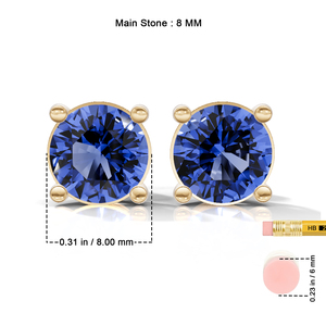 Heerani Jewels Natural Tanzanite Round Set 925 <b>Sterling</b> <b>Silver</b> Classic <b>Stud</b> Vermeil Yellow Gold Unisex <b>Earrings</b> All - Product Image 6