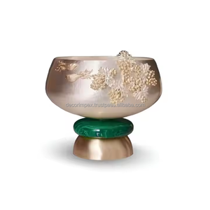 Cuenco decorativo en forma de hoja para servir ensalada de forma redonda antigua de aluminio moderno de alta calidad para Home Hotel - Product Image 4