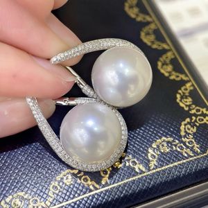 Zhuji <b>Pearl</b> Wholesale S925 <b>Silver</b> Ear Buckle Gift Box 12-13mm Natural <b>Pearls</b> Comparable Australian White Quality <b>Earrings</b> - Product Image 4