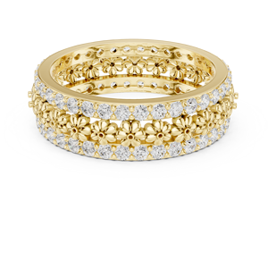 Anillo floral de oro amarillo para mujer, anillo de eternidad con cristales de lujo, regalo de joyería de moda para aniversario de boda - Product Image 2