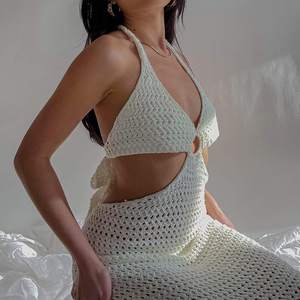 Vestido de Ganchillo Hecho a Mano Personalizado para Mujer, Verano, Playa, Hueco, Ajustado, Largo, Sexy, para Fiesta o Vacaciones - Product Image 4