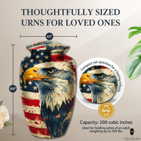 Urne funéraire écologique Freedom Eagle de style américain et européen avec design de drapeau américain personnalisable pour les cendres d'un adulte