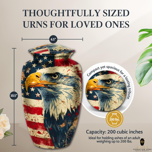 Urna Funeraria Ecológica Estilo Americano y Europeo Freedom Eagle con Diseño de Bandera Americana Personalizable para Cenizas de Adultos - Product Image 4