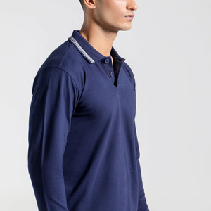 <b>Men's</b> <b>Navy</b> <b>Blue</b> Cotton Long Sleeve Button Down Collar Casual <b>Shirt</b> Spring Wear Breathable Pique Knitted Solid Color - Product Image 2