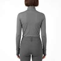 TESSUTO – Haut de chevaletage à manches longues pour femme, imprimé personnalisé, séchage rapide, extensible, en maille Spandex/Polyester, col roulé, 240g