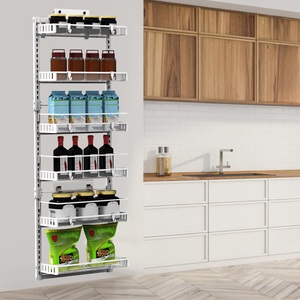 Opzioni bianco-nero-1Pc 6-Tier in acciaio al carbonio porta dispensa Organizer facile installare porta Rack per cucina armadio di stoccaggio 50.19H - Product Image 2