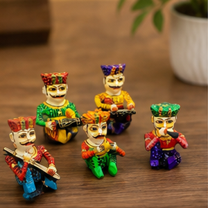 Handmade <b>Stone</b> Folk Art Figurine Set <b>Painted</b> Traditional Musician Characters Decorative Collectible Showpiece - Product Image 5
