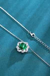Designer <b>Emerald</b> Green Halo <b>Pendant</b> Necklace with Marquise Diamonds - Product Image 6