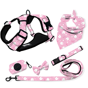 Pita Poliester Motif Hewan Rantai Emas Tali Tarik Otomatis Kalung Anjing Mewah Serbaguna <span class=keywords><strong>Harness</strong></span> Reflektif Ramah Lingkungan - Product Image 1
