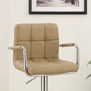 Ensemble de 2 tabourets de bar à hauteur de comptoir en similicuir marron Chaises d'accoudoir d'îlot de cuisine réglables Chaises d'accoudoir à hauteur de comptoir - Product Image 4