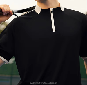Wholesale <b>Men</b> for Polo <b>Shirt</b> Stand Collar Zipper Custom Logo Ice Feeling Pique Summer Design Slit Hem Contrast Color Golf <b>Shirt</b> - Product Image 4