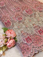 Tissu en polyester brodé pour robe de mariée, vêtement de mode, fabricant OEM ODM, usine textile sur mesure en Inde
