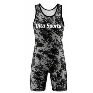 Men Gray Black Camouflage Sublimated Wrestling Singlet Polyester Lightweight <b>Athletic</b> Wrestling Uniform Sportswear Performance - Product Image 2
