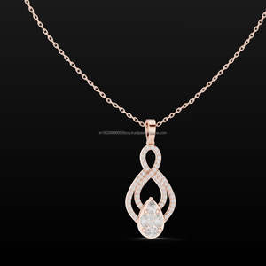 Factory Wholesale 925 Silver 10K Gold Plated Pear Cut Lab Grown Diamond Ethnic <b>Statement</b> <b>Necklace</b> Pendant for Women - Product Image 1