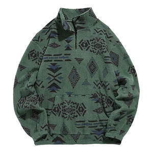 Sweat-shirt décontracté en coton avec fermeture éclair, couleur unie, imprimé numérique, coupe ample, pull confortable pour la saison hivernale - Product Image 1