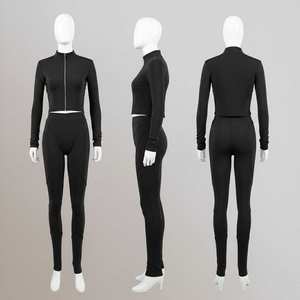 Conjunto Deportivo de Dos Piezas para Mujer, Chaqueta Corta y Pantalones para Correr, Conjuntos Deportivos con Cierre, Tallas Grandes, Trajes Deportivos Personalizados para Mujer - Product Image 3