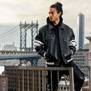 Dernier modèle de veste en cuir Avirex brodée, style streetwear, en cuir de vache véritable, pour homme, imperméable et coupe-vent, pour l'hiver - Product Image 3