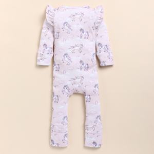 Ropa de bebé de alta calidad con estampado de unicornio de bambú elastano con cremallera - Product Image 3