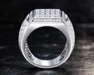 <b>Men</b> Diamond <b>Ring</b> Princess Cut Square Cluster Luxury Statement Jewelry Everyday Wear OEM ODM Fine Jewelry Manufacturer - Product Image 2