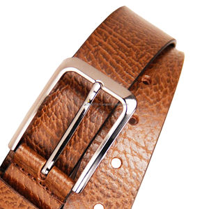 Cinturones de moda de oficina de cuero genuino para hombre elegante con Pin de aleación duradero para hebilla logotipo personalizado estilo Formal al por mayor - Product Image 3